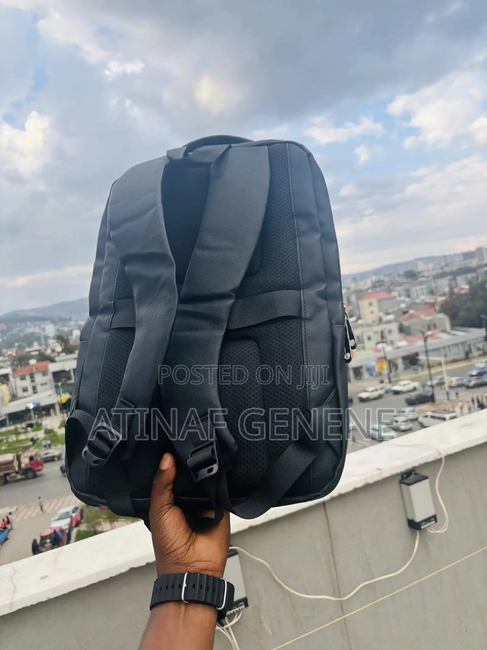 Sleek Black Leather Laptop Backpack – Waterproof, Stylish Spacious