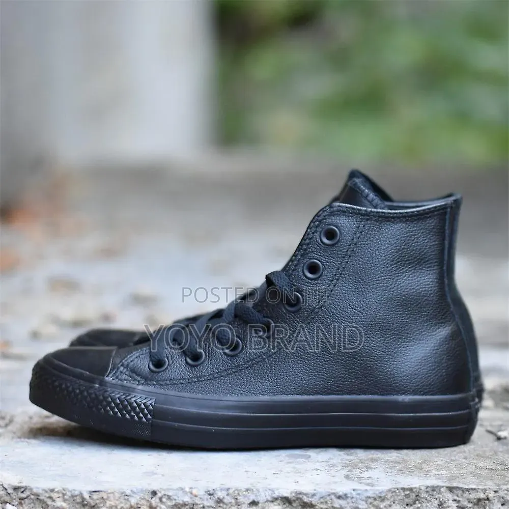 All Star Convesre Chunk Plus Tripple Black Lather Unisex Shoes