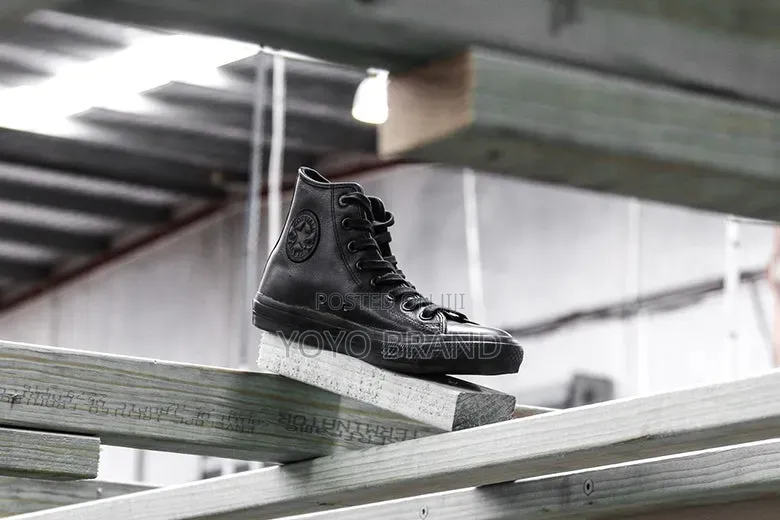 All Star Convesre Chunk Plus Tripple Black Lather Unisex Shoes