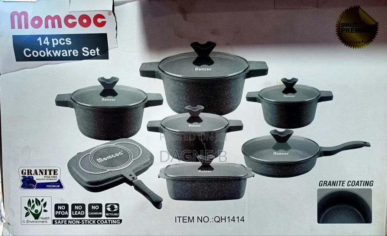 Momcoc 14-piece Granite Coating Cookware Set ማምኮክ ድስት