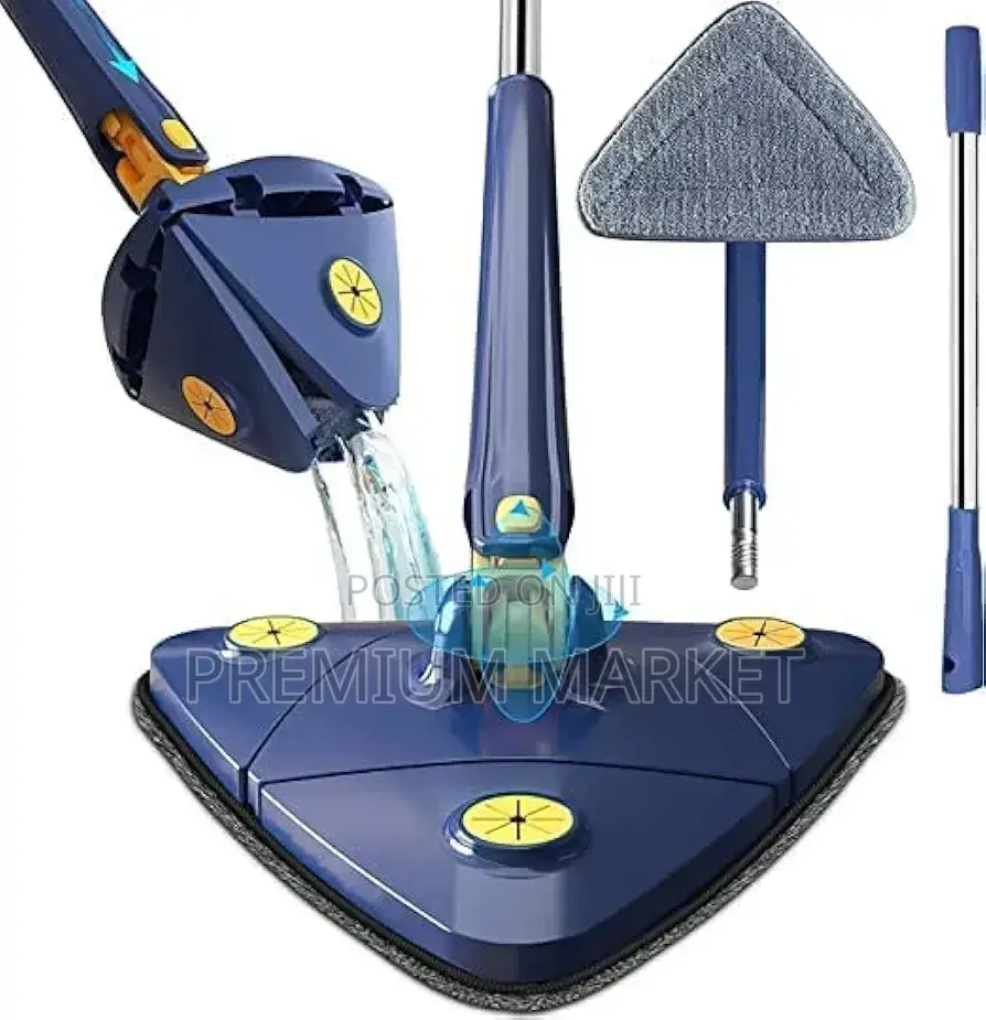 Rotary Triangle Self Twisting Cleaning Mop ራሱን የሚጨምቅ መወልወያ