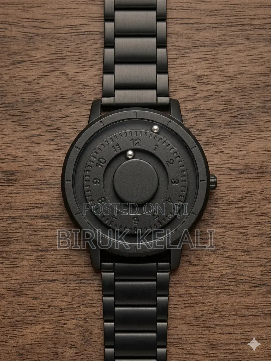 Magneto Magnetic Watch Featuring a Black Stainless Steel Band