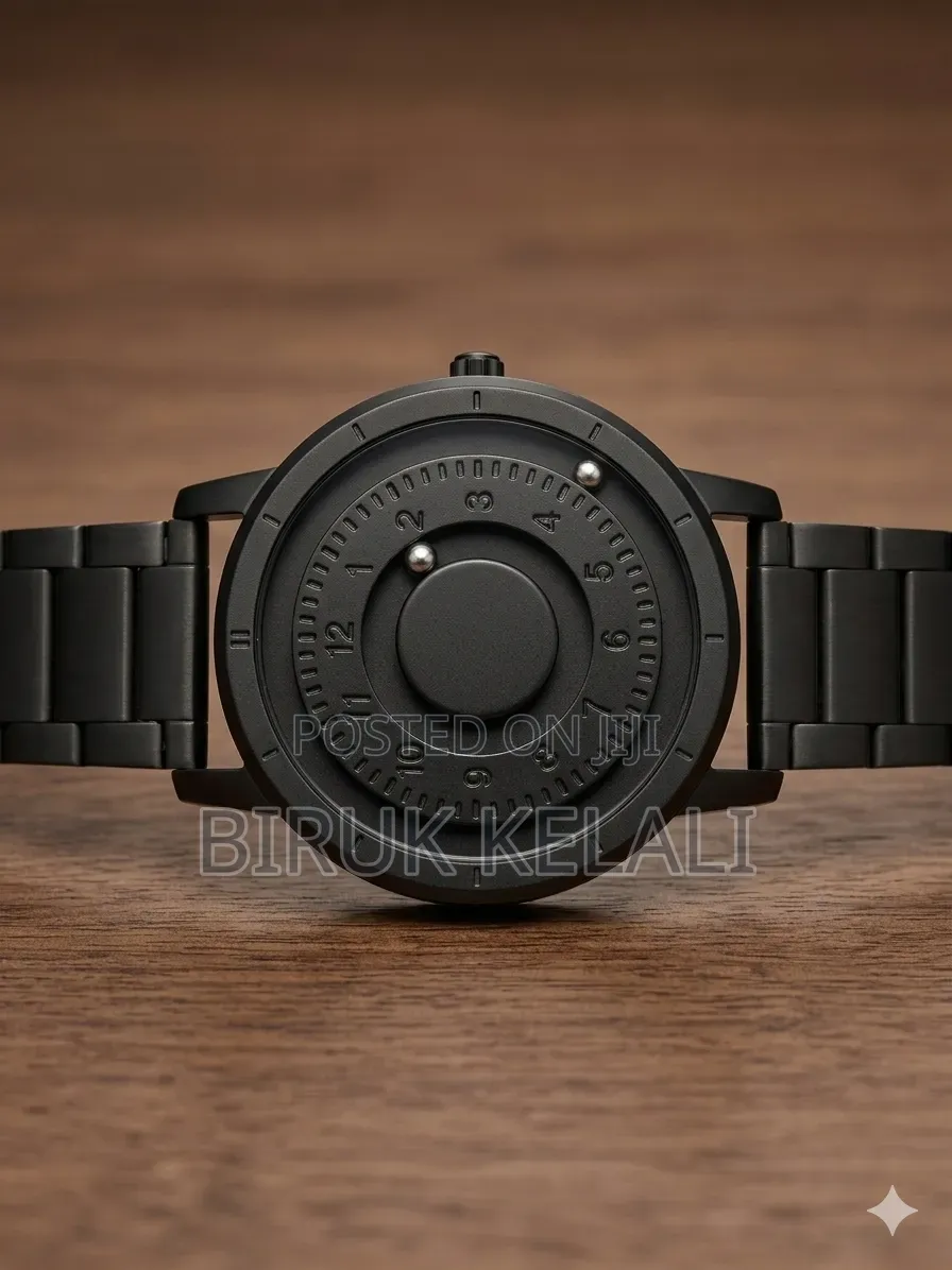 Magneto Magnetic Watch Featuring a Black Stainless Steel Band