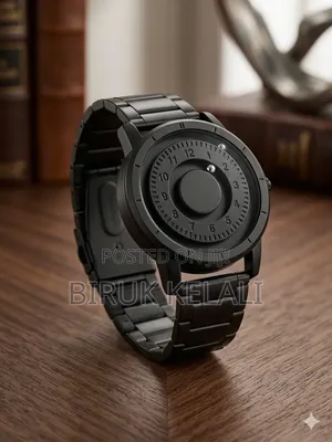 Magneto Magnetic Watch Featuring a Black Stainless Steel Band