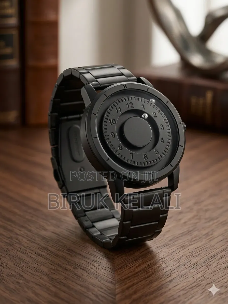 Magneto Magnetic Watch Featuring a Black Stainless Steel Band