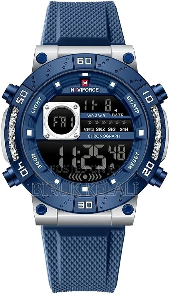 Naviforce Nf9241t Men's Digital Sports Watch Featuring a Blue Silicone