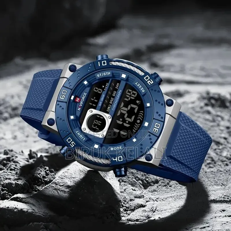 Naviforce Nf9241t Men's Digital Sports Watch Featuring a Blue Silicone