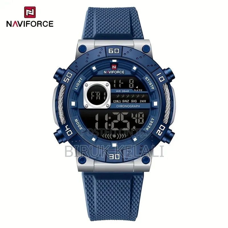 Naviforce Nf9241t Men's Digital Sports Watch Featuring a Blue Silicone
