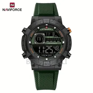 Naviforce Nf9241t Men's Digital Sports Watch Featuring a Green Silicon