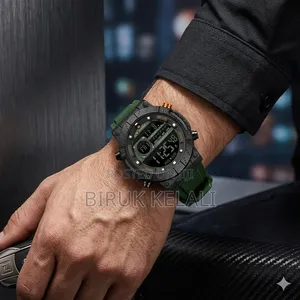 Naviforce Nf9241t Men's Digital Sports Watch Featuring a Green Silicon