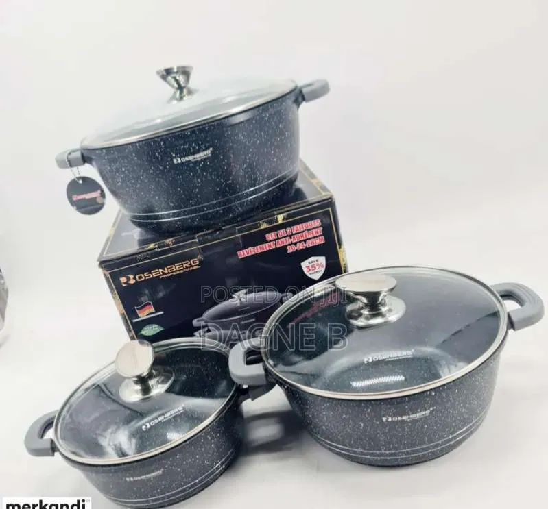 Rosenberg 3-Piece Cookware Pot Set ሮዘንበርግ ሴራሚክ ድስት