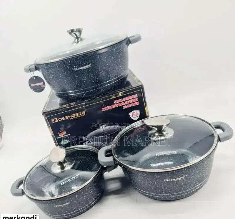 Rosenberg 3-Piece Cookware Pot Set ሮዘንበርግ ሴራሚክ ድስት