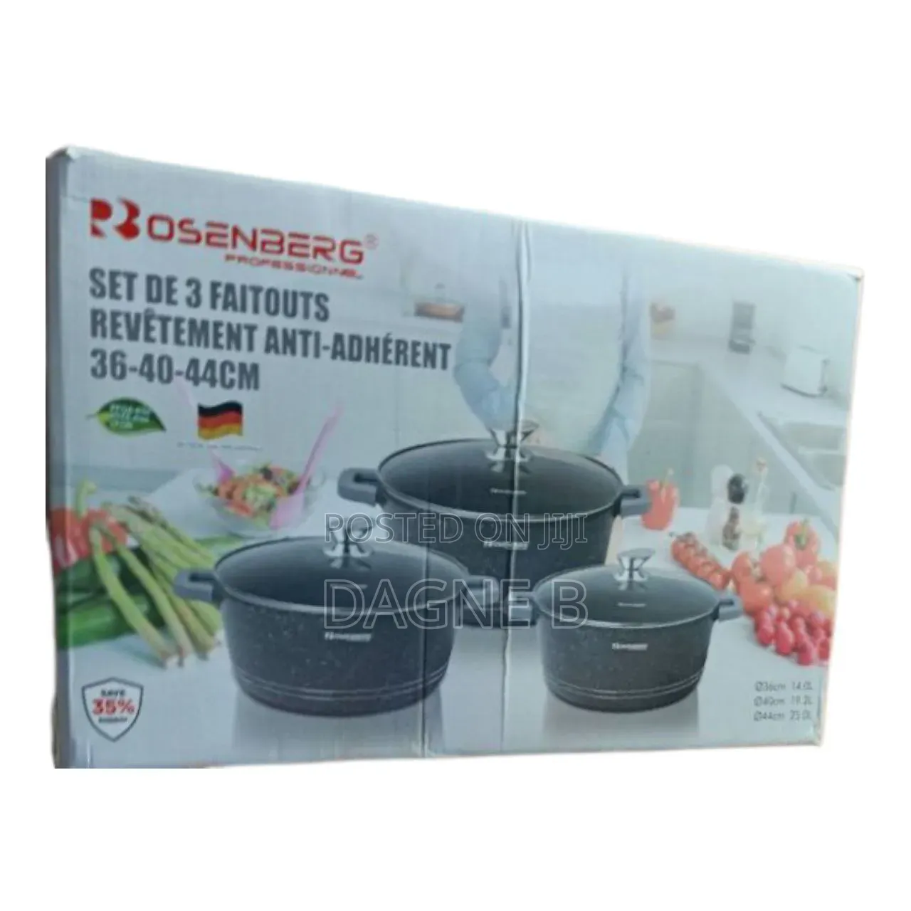 Rosenberg 3-Piece Cookware Pot Set ሮዘንበርግ ሴራሚክ ድስት