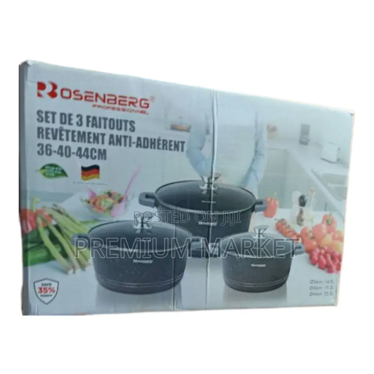 Rosenberg 3-Piece Cookware Pot Set ሮዘንበርግ ሴራሚክ ድስት