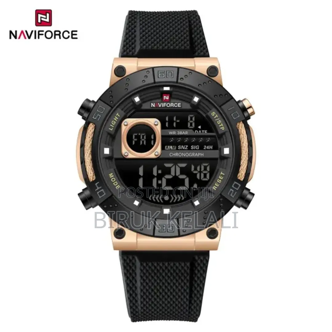 Naviforce Nf9241 Digital Sports Watch Featuring a Black Silicone Strap