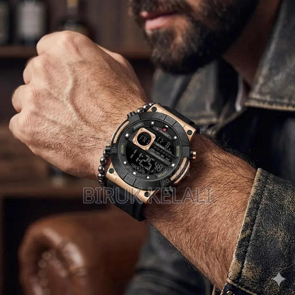 Naviforce Nf9241 Digital Sports Watch Featuring a Black Silicone Strap