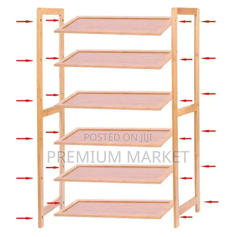 Shoe Rack Bamboo 6-Tier የተፈጥሮ የቀርከሃ ጫማ መደርደሪያ