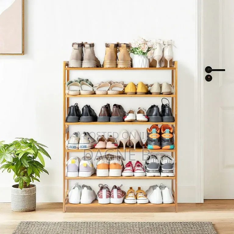 6-Tier Natural Bamboo Shoe Rack የተፈጥሮ የቀርከሃ ጫማ መደርደሪያ