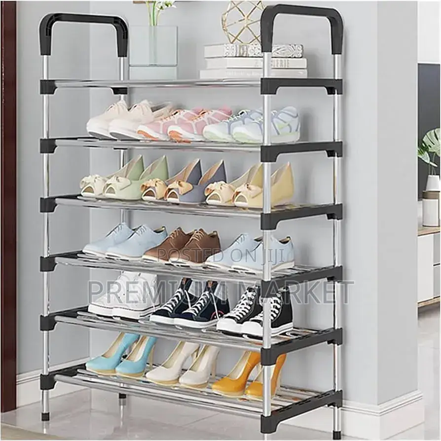 Shoe Rack 6 Tier Stainless Steel የብረት የጫማq መደርደሪያ