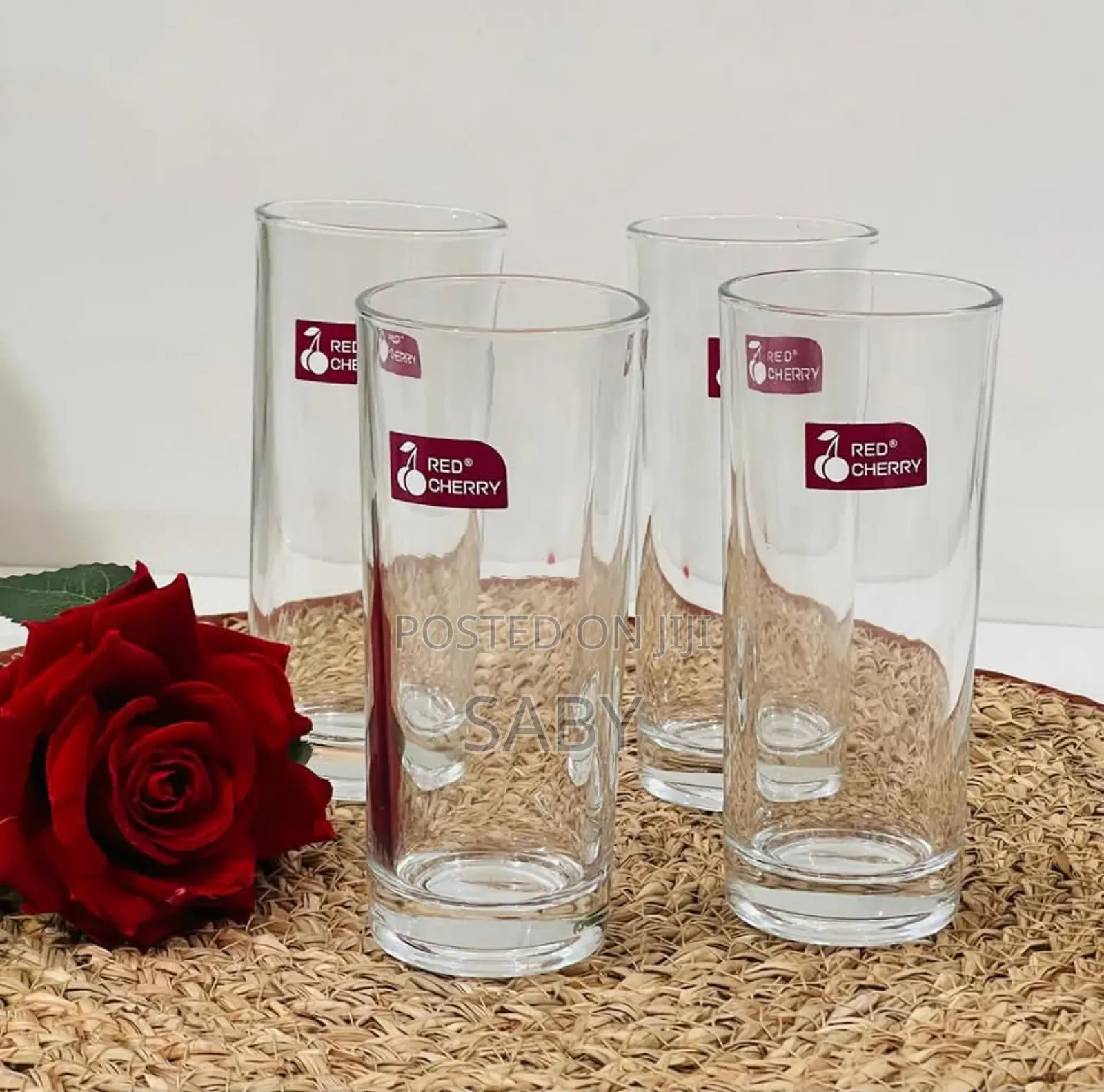 Red Cherry Brand Clear Glass Tumblers.