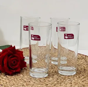 Red Cherry Brand Clear Glass Tumblers.