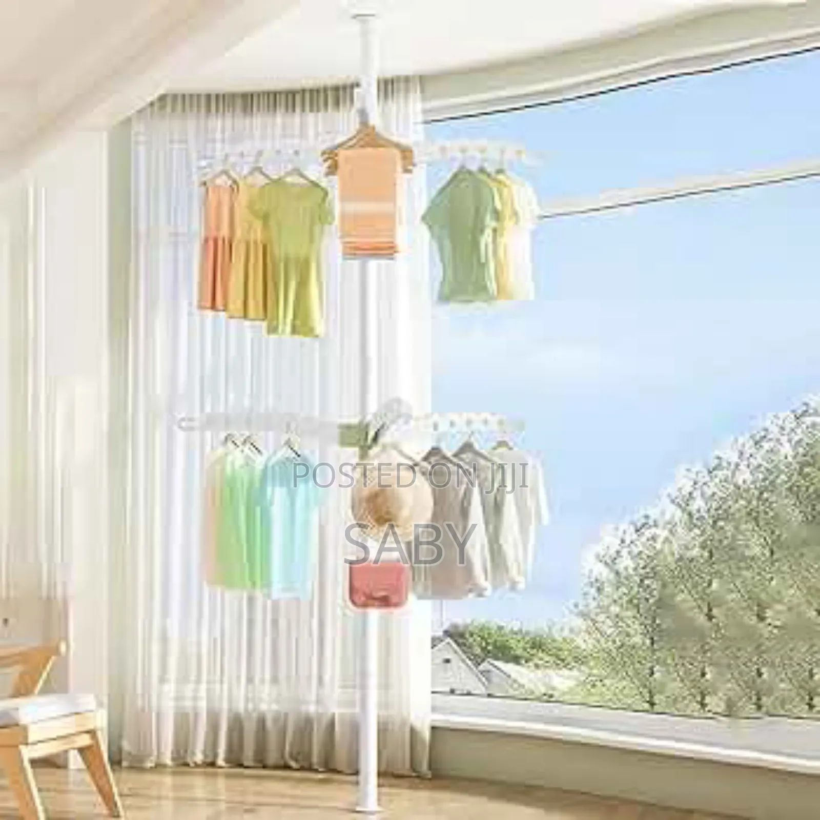 Telescopic Retractable Clothes Drying Rack With 5 Folding Wings