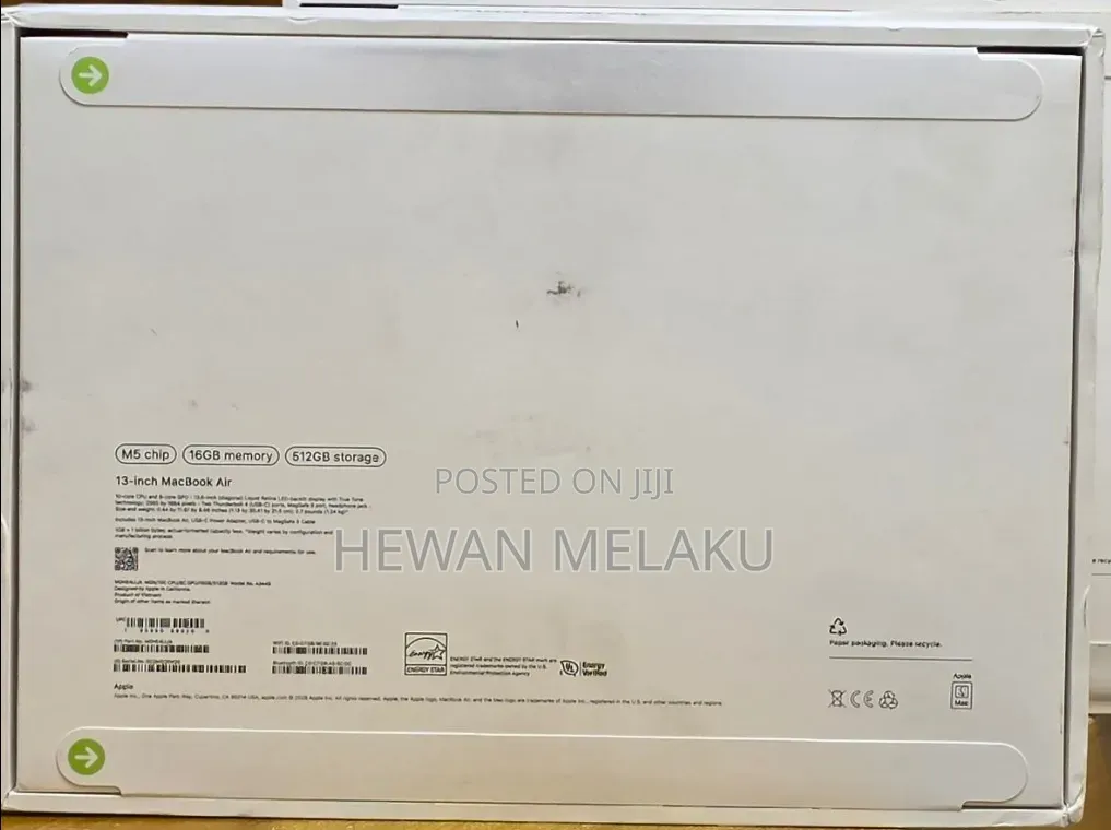 New Laptop Apple MacBook Air 2026 M5 16GB Apple M5 SSD 512GB