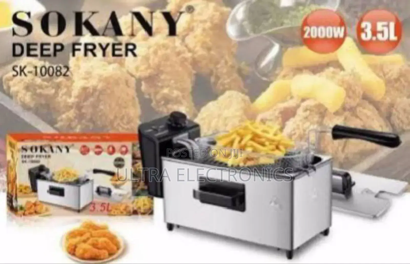 Deep Fryer Sokany 3-Liter Stainless Steel With a 2000w Heating Element