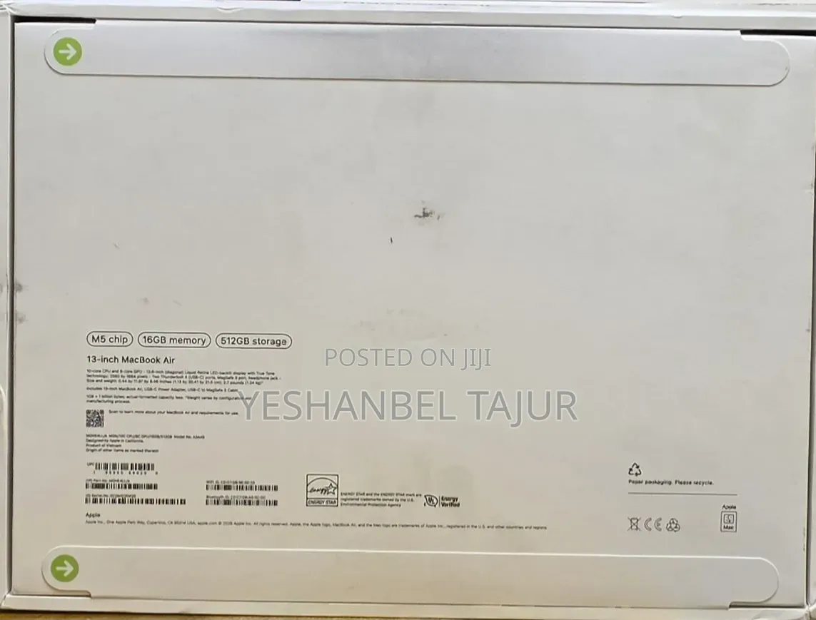 New Laptop Apple MacBook Air 2026 M5 13-inch 16GB Apple M5 SSD 512GB