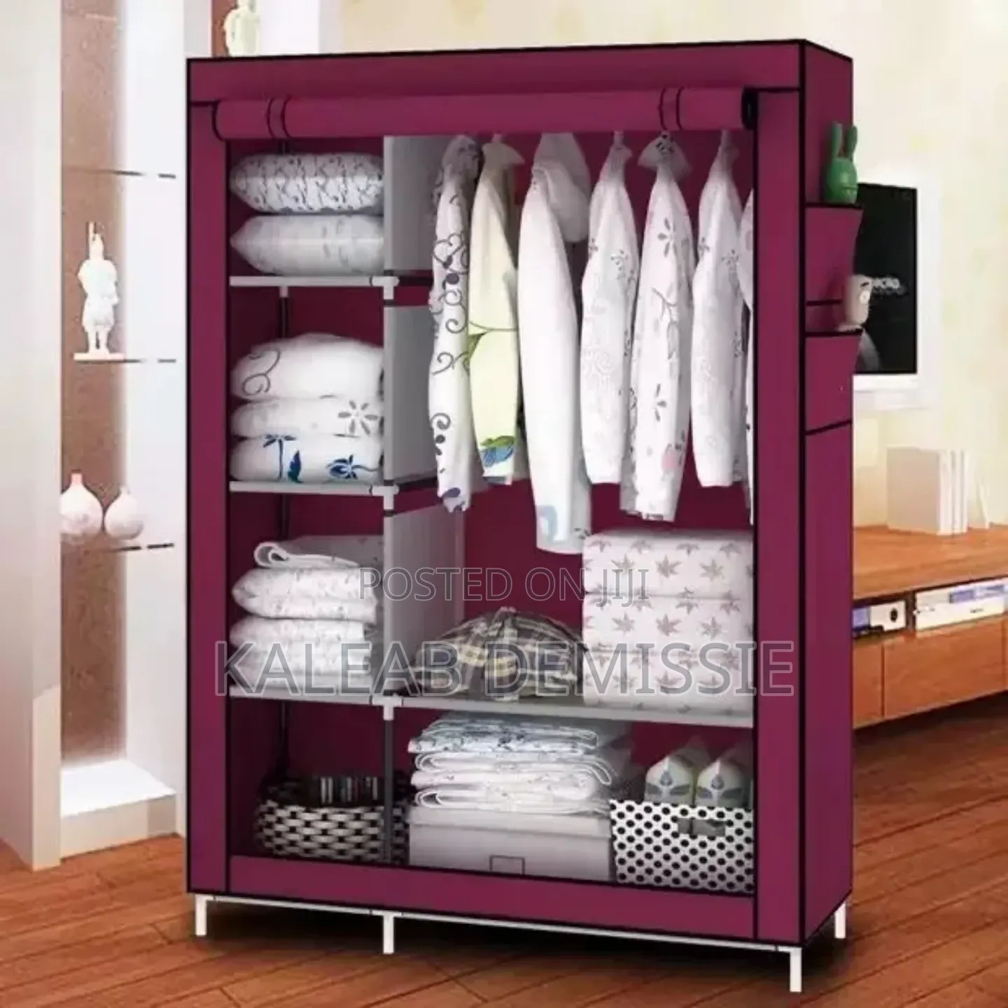 Portable Cloth Wardrobe ዘመናዊ የልብስ ማስቀመጫ ቁምሳጥን