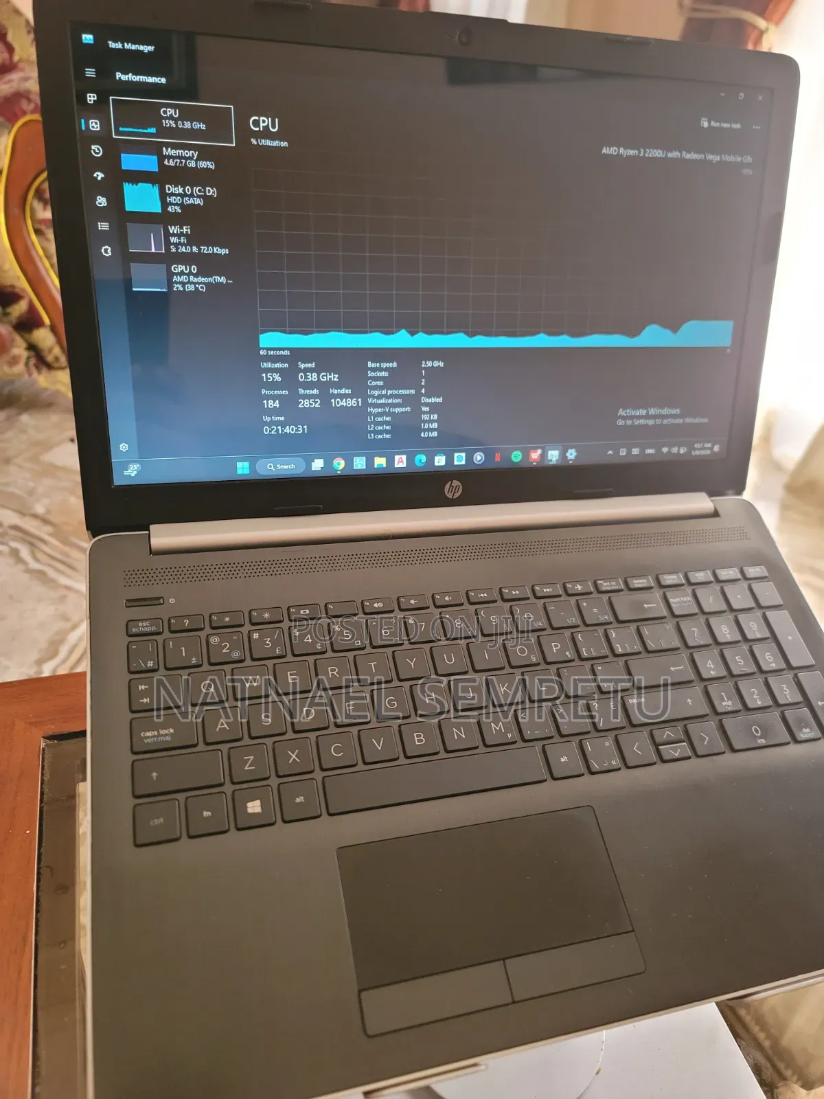 Laptop HP 15 8GB AMD Ryzen 3 HDD 1T