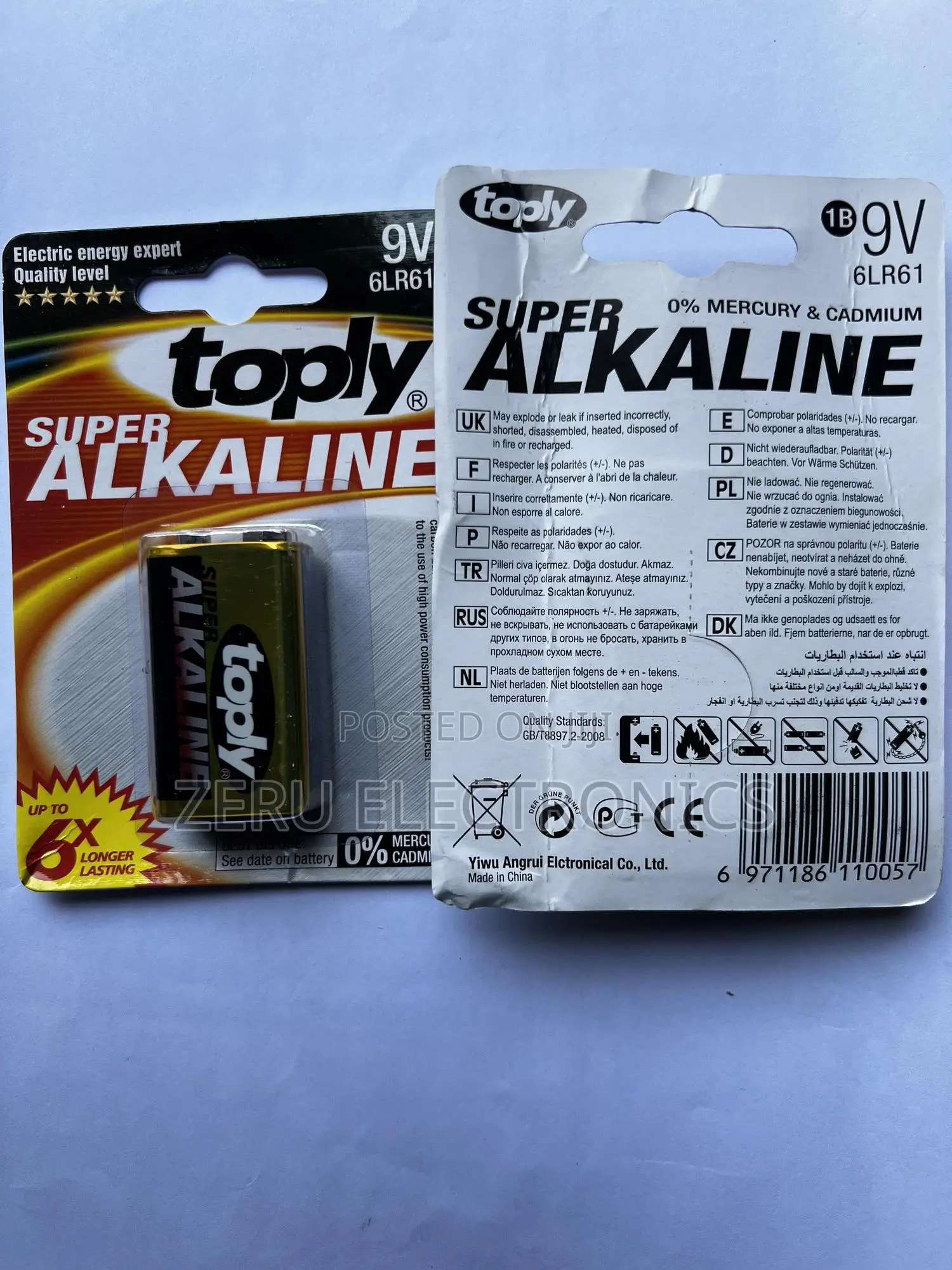 Toply Super Alkaline 9v Battery Long Lasting Power