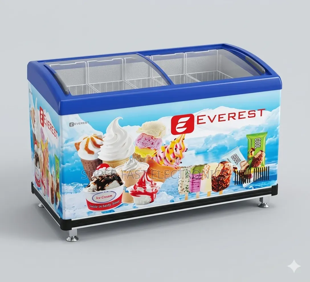 Everest 500 Professional Curved Glass Ice Cream Display Freezer