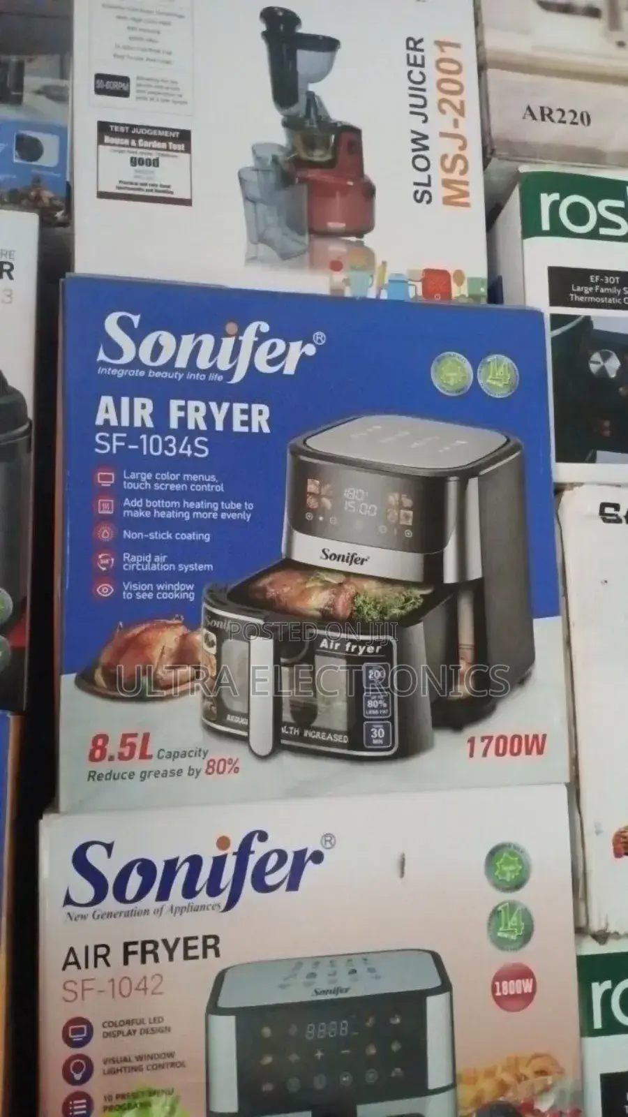 Sonifer Sf-1034s Air Fryer With a 1700w Power Rating and an 8.5-Liter
