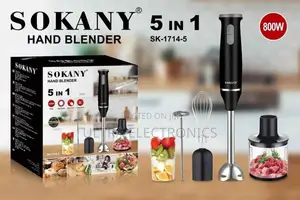 Sokany Sk-1714-5 5-in-1 Hand Blender Set With an 800w Motor in Black.