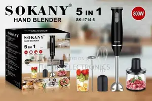 Sokany Sk-1714-5 5-in-1 Hand Blender Set With an 800w Motor in Black.