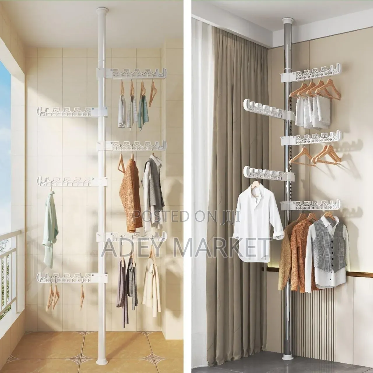 Telescopic Floor to Ceiling Free Standing Cloth Drying Pole.