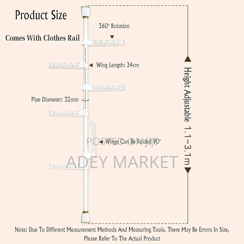 Telescopic Floor to Ceiling Free Standing Cloth Drying Pole.