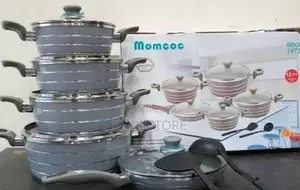 የቤት እቃ ድስቶች Momcoc Granite Cookware Set With Glass Lids