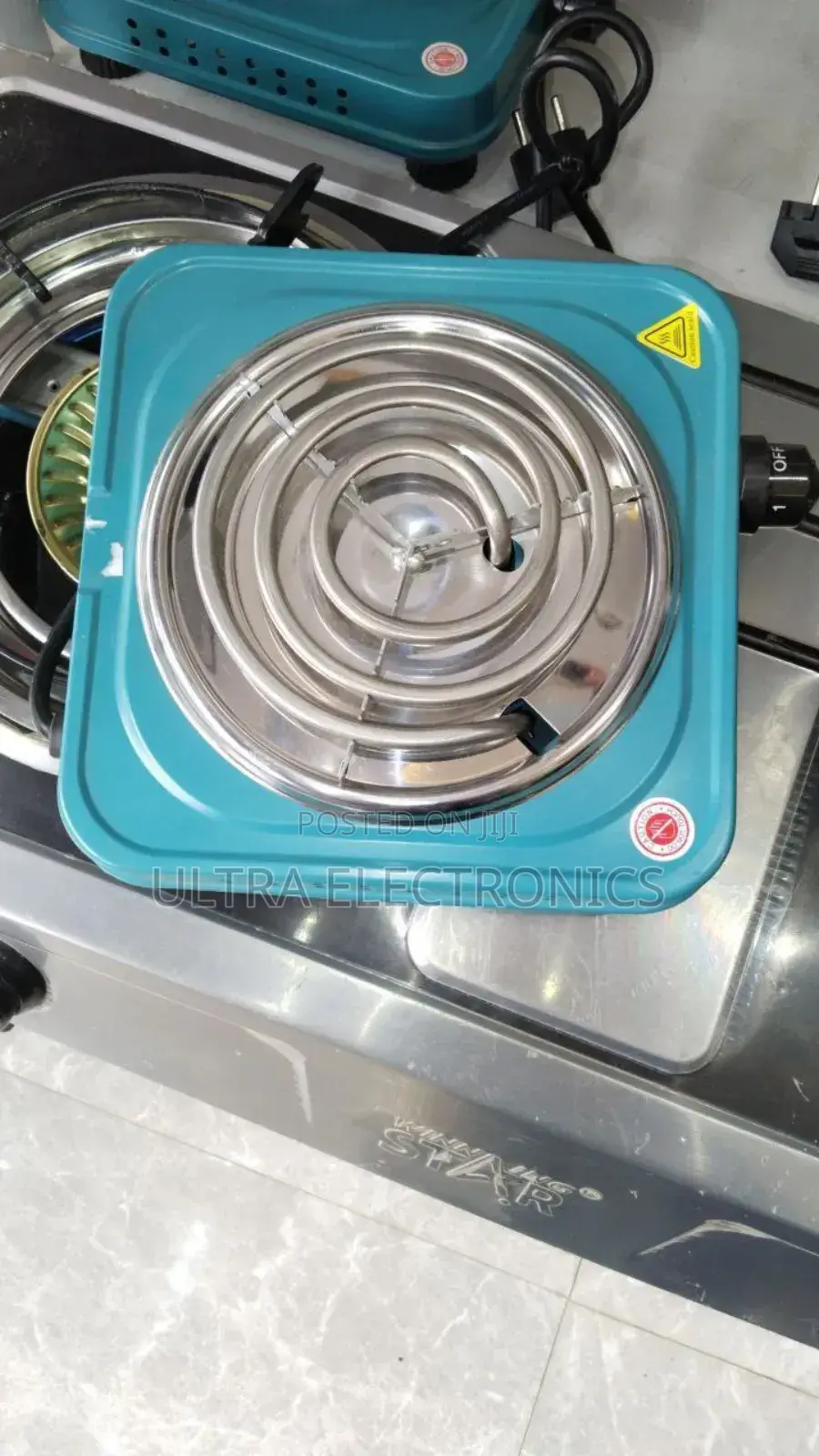 Single Burner Electric Hot Plate in Teal. Powerful Performance