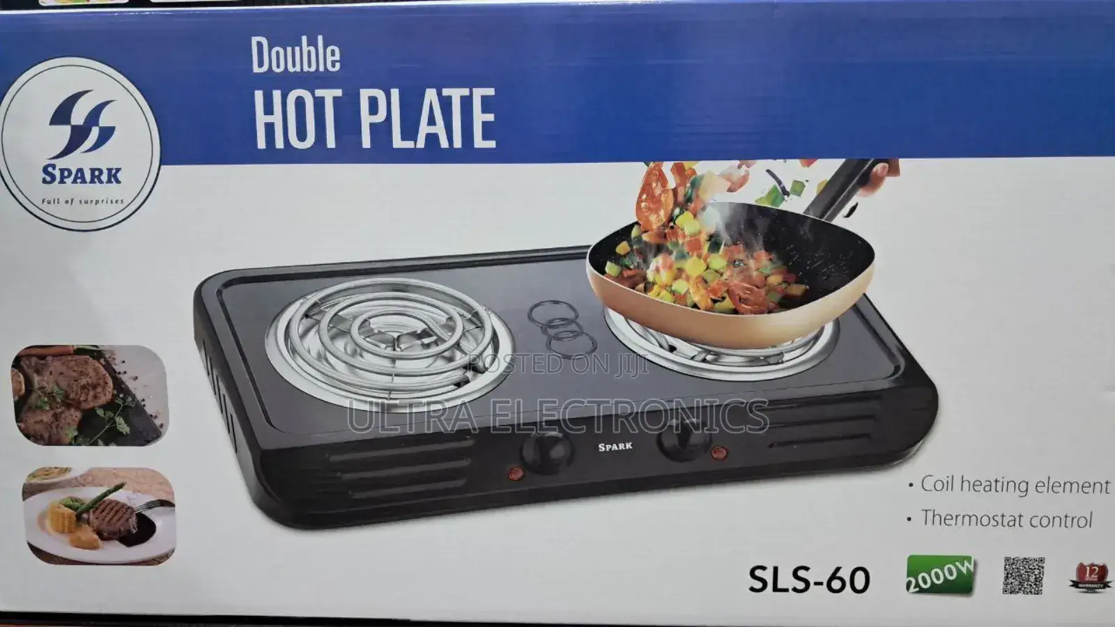 Spark SLS-60 2000w Double Hot Plate Stove With Coil Heating Elements