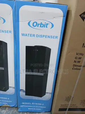 Orbit Water Dispenser, Model Byb590-2, Featuring A Black