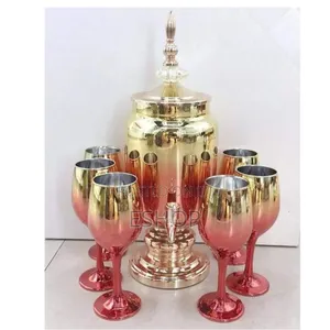Premium 7-Piece Golden-Amber Glassware Set for Special Events