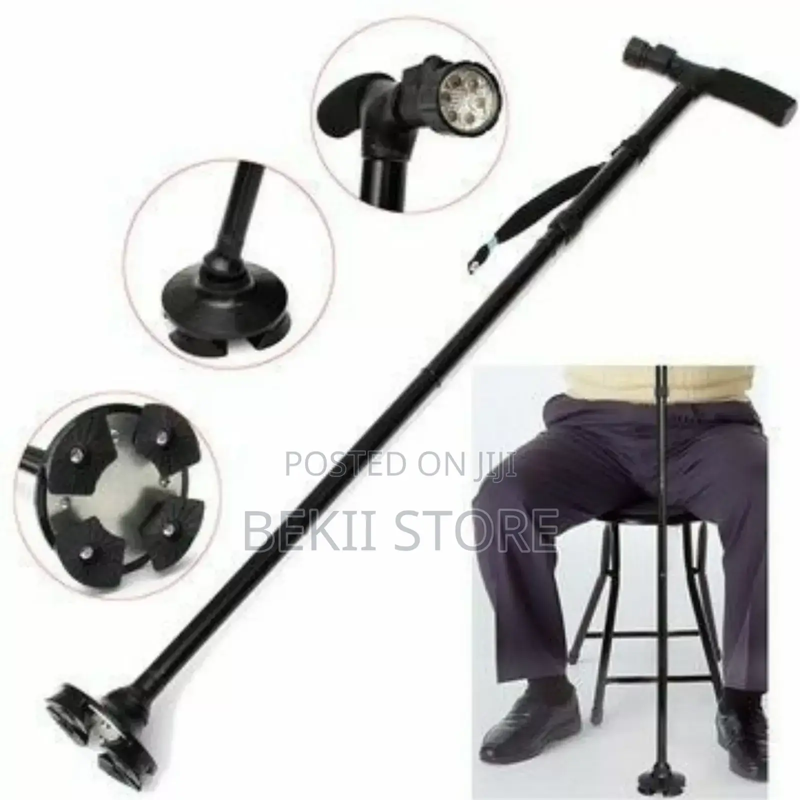 የአረጋውያን ክራንች / ከዘራ Adjustable Telescopic Elderly Walking Crutch Stick