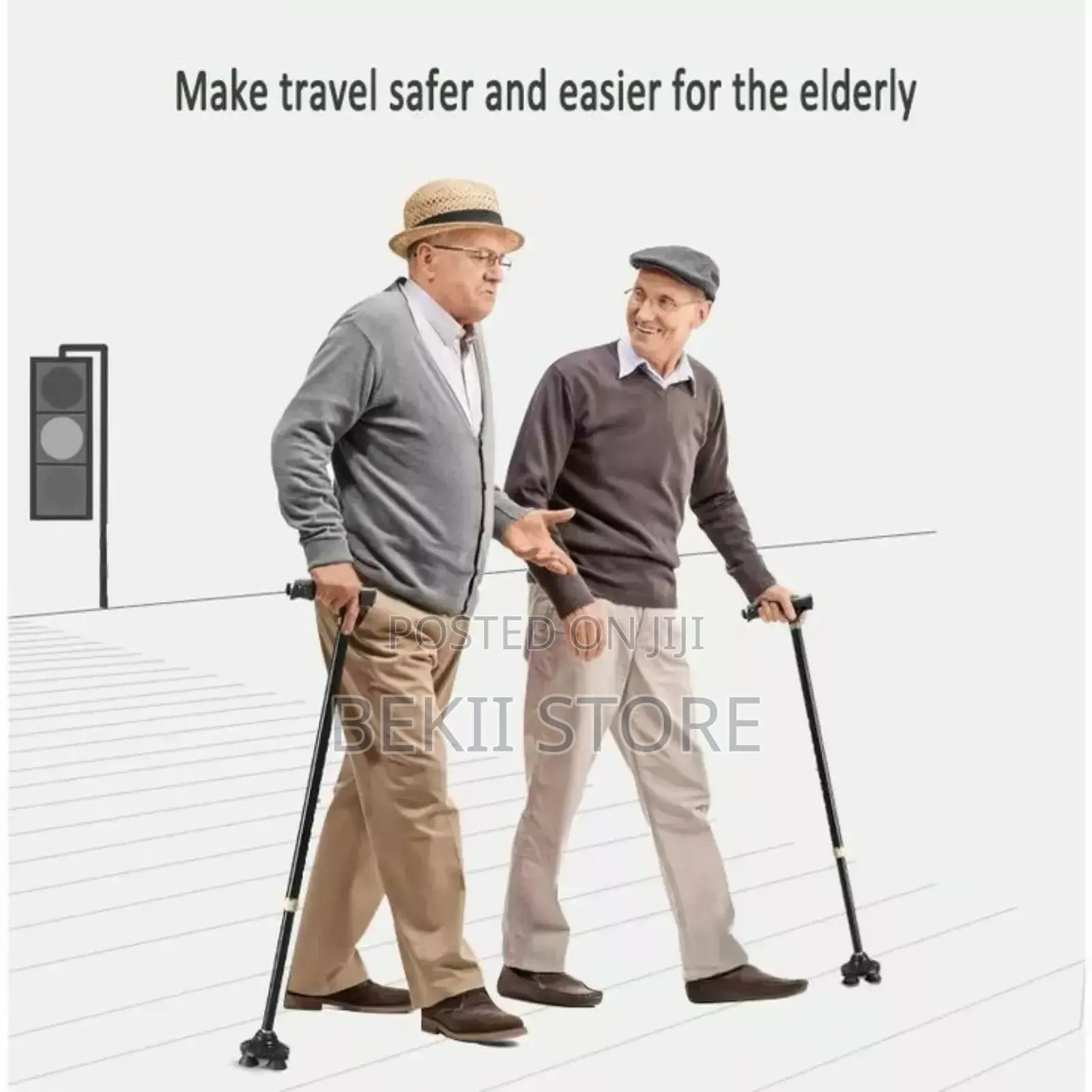 የአረጋውያን ክራንች / ከዘራ Adjustable Telescopic Elderly Walking Crutch Stick
