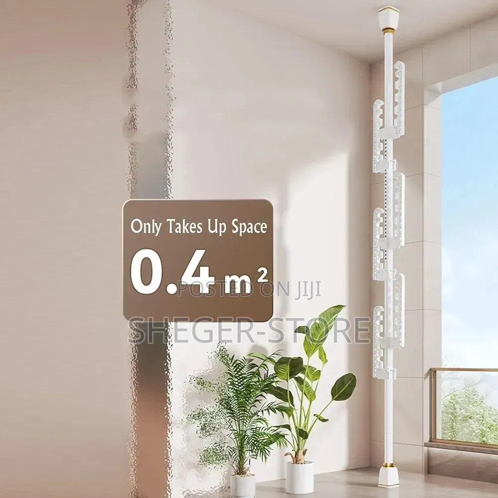 Brand New Telescopic Floor to Ceiling Free Standing Cloth Drying Pole