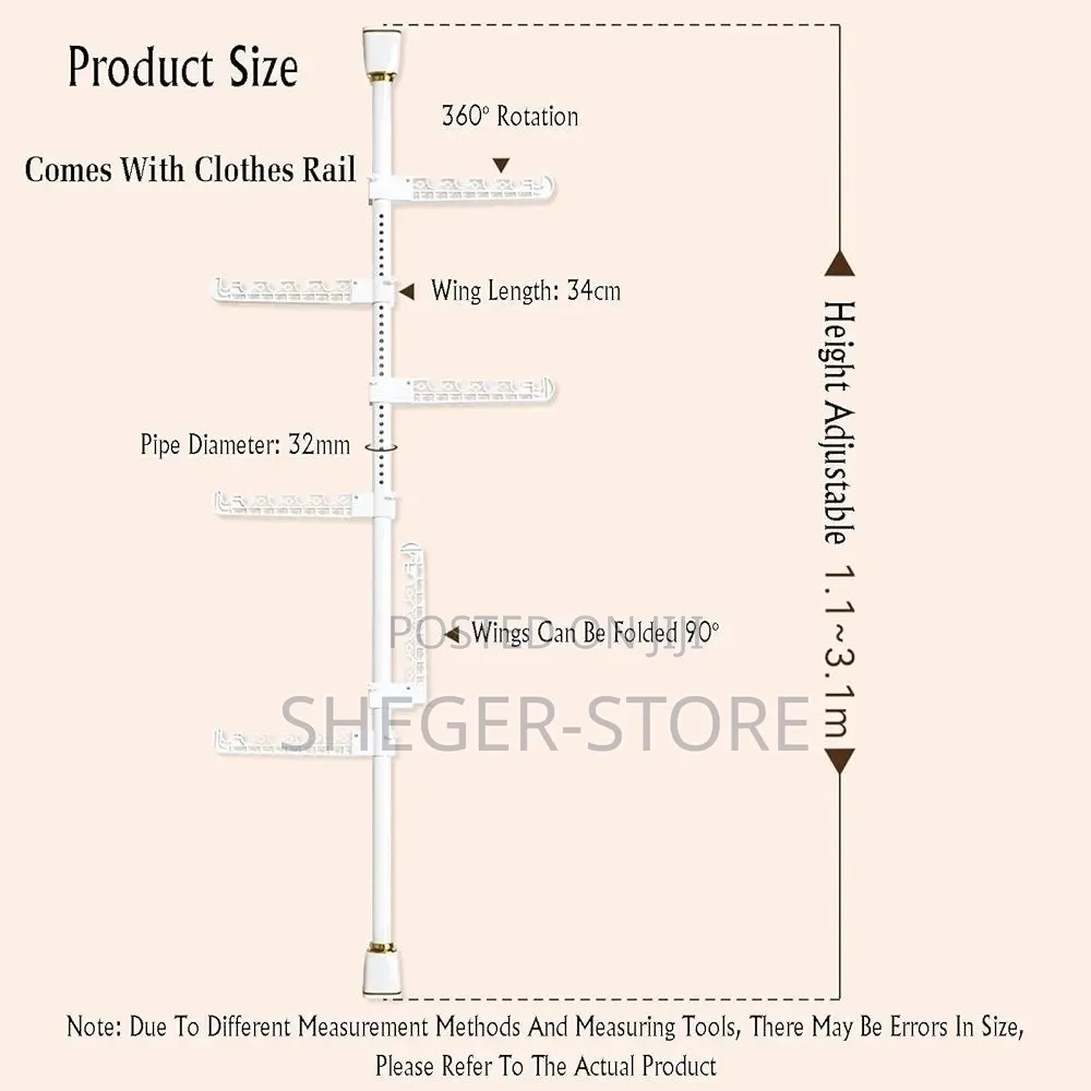 Brand New Telescopic Floor to Ceiling Free Standing Cloth Drying Pole