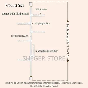 Brand New Telescopic Floor to Ceiling Free Standing Cloth Drying Pole