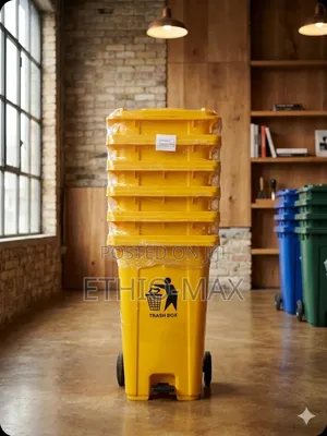 Garbage Can 120l Trash Box – Large Capacity | Strong Durable Yellow