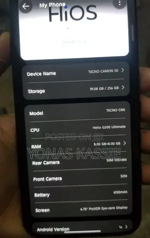 New Tecno Camon 50 256 GB Black